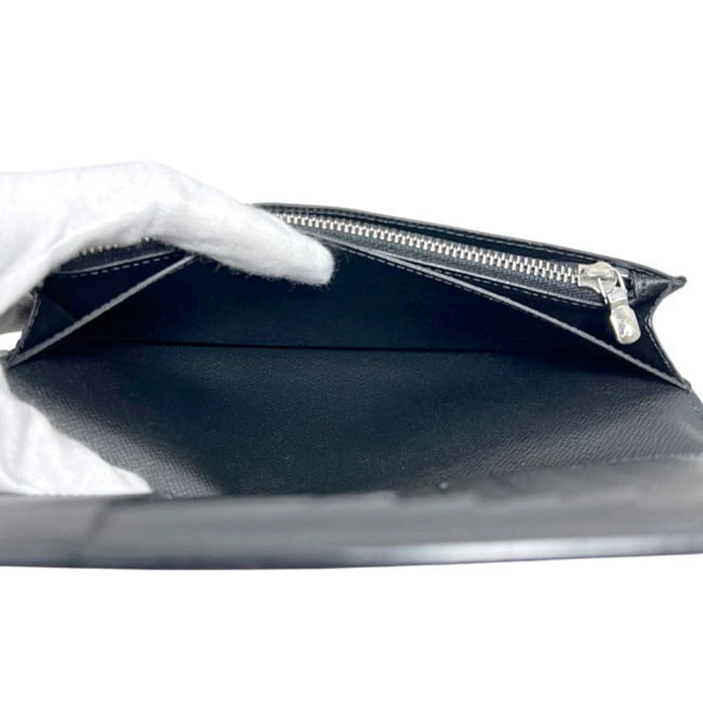 Louis Vuitton Bi fold Long Wallet Portefeuille Brazza Black Ardoise Taiga - Picture 3 of 9